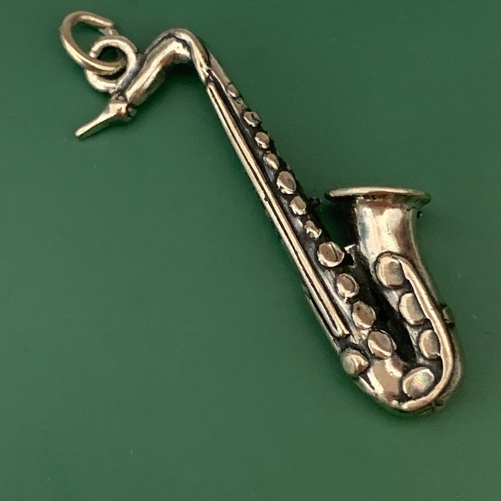 .925 Saxophone Sterling Silver Jewelry Charm #band #music
